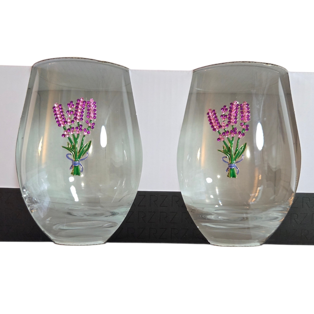 Rachel Zoe Wine Glass with Pink Floral Design